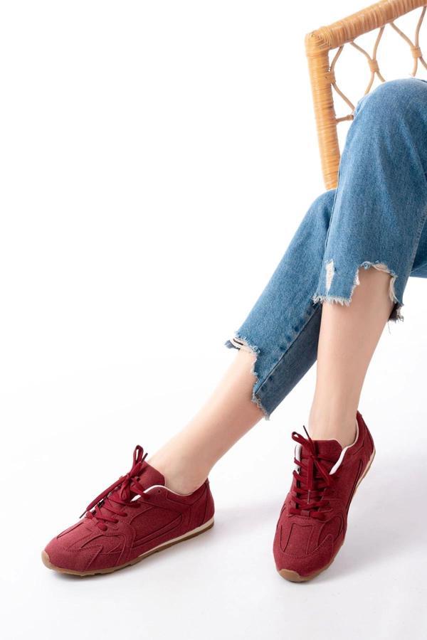 RS-01 Bordo Süet İnce Taban Günlük Spor Ayakkabı - Image 1