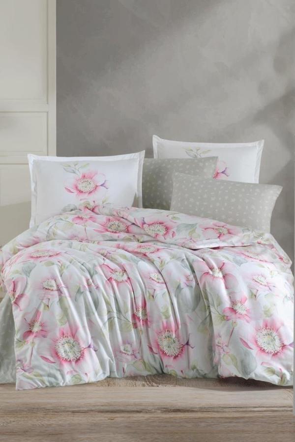 Clasy Saten Çift Kişilik Nevresim Takımı Pataya V1 Pembe - Image 1