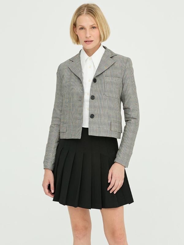 Ekose Desen Crop Ceket - Image 1