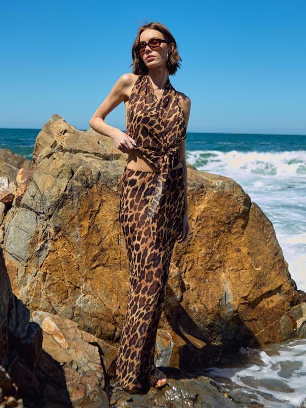 Leopar Desen Şifon Etek - Image 1