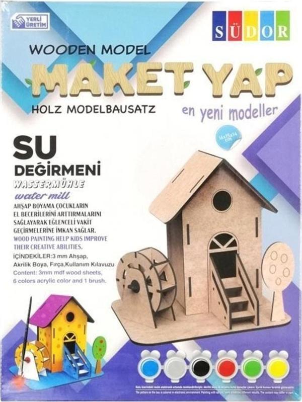 Südor Ahşap Kutu Maket Su Değirmen Boya Seti Büyük - Image 1