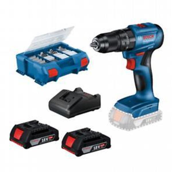 Bosch Gsb 185-Li Akülü Darbeli Delme Vidalama + 2 x 2,0 Ah Akü + 82 Parçalı Aksesuar Seti, Takım Çantasında - Image 1