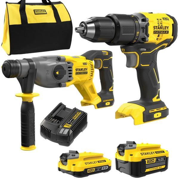 Stanley 18V Şarjlı Kömürsüz Darbeli Matkap & Şarjlı Kırıcı Delici 1x4Ah + 1x2Ah Akü - Image 1