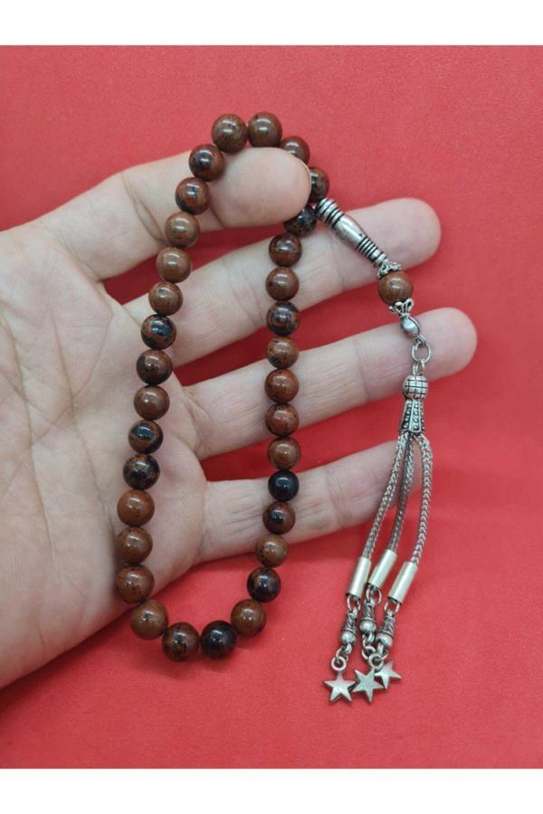Sertifikalı Doğal Obsidyen Doğal Taş Tesbih 8 Mm - Image 1