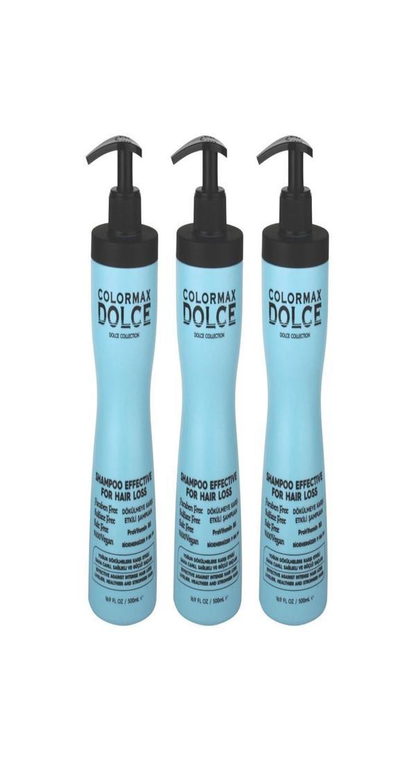 Colormax Dolce NEW Series Dökülme Karşıtı ProVitamin B5 Vegan Şampuan 500 ML 3 Adet - Image 1