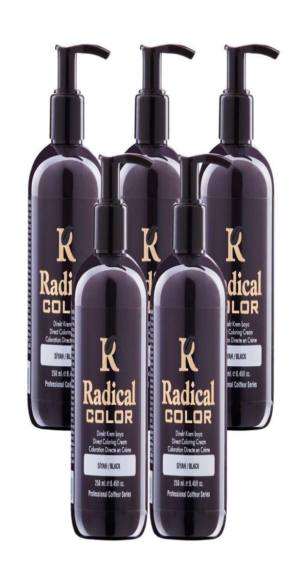 Radical Color NEW 25/Black Amonyaksız Su Bazlı Saç Boyası 250 ML 5 Adet Siyah - Image 1