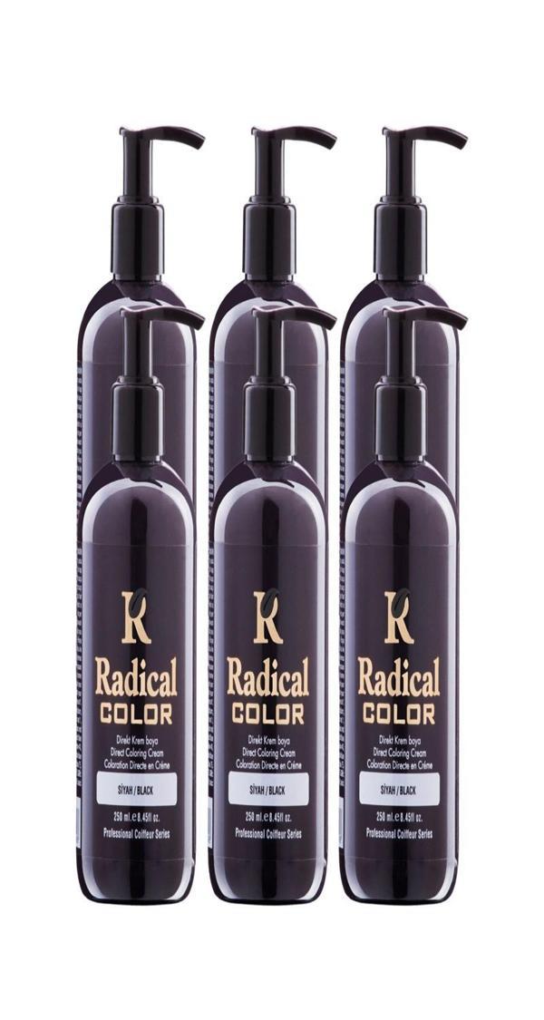 Radical Color NEW 25/Black Amonyaksız Su Bazlı Saç Boyası 250 ML 6 Adet Siyah - Image 1