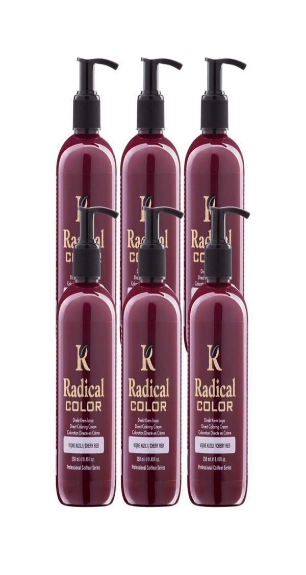 Radical Color NEW 25/Cheryred Amonyaksız Su Bazlı Saç Boyası 250 ML 6 Adet Vişne Kızılı - Image 1
