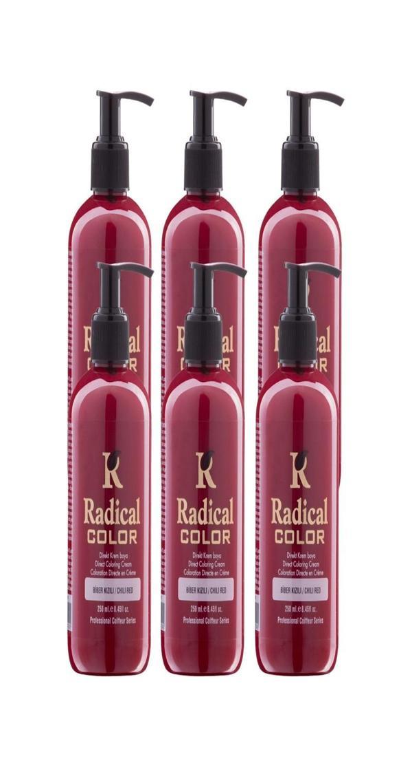 Radical Color NEW 25/Chilired Amonyaksız Su Bazlı Saç Boyası 250 ML 6 Adet Biber Kızılı - Image 1