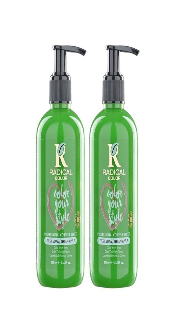 Radical Color NEW 25/Greenapple Amonyaksız Su Bazlı Saç Boyası 250 ML 2 Adet Yeşil Elma - Image 1