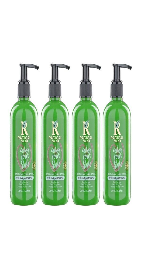 Radical Color NEW 25/Greenapple Amonyaksız Su Bazlı Saç Boyası 250 ML 4 Adet Yeşil Elma - Image 1