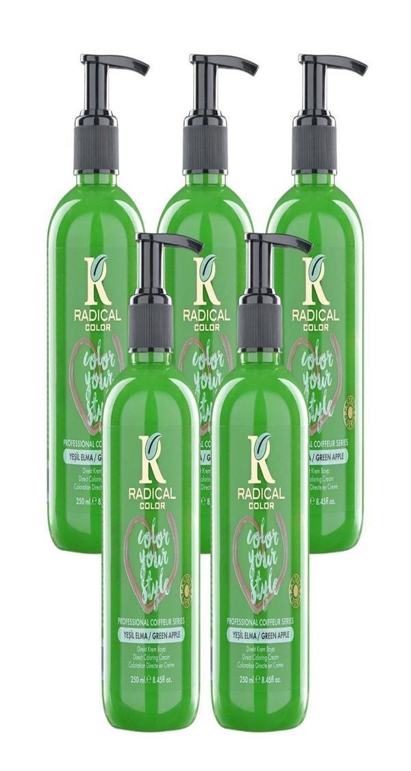 Radical Color NEW 25/Greenapple Amonyaksız Su Bazlı Saç Boyası 250 ML 5 Adet Yeşil Elma - Image 1