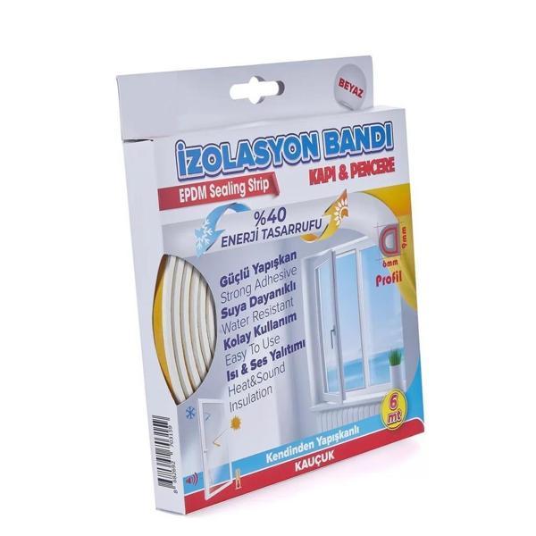 Kapı Pencere İzolasyon Rüzgar Fitili - Bandı Beyaz 9 mm X 6 Metre - Image 1