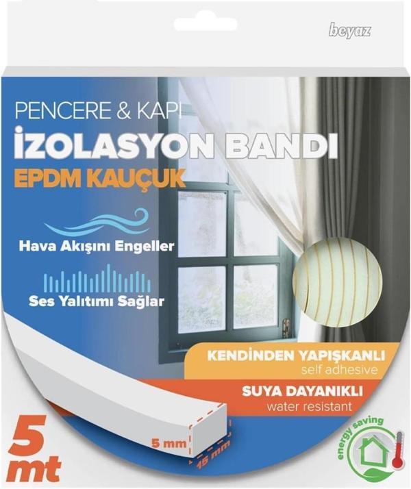 Kapı ve Pencere İzolasyon Bandı Beyaz 5m - Image 1