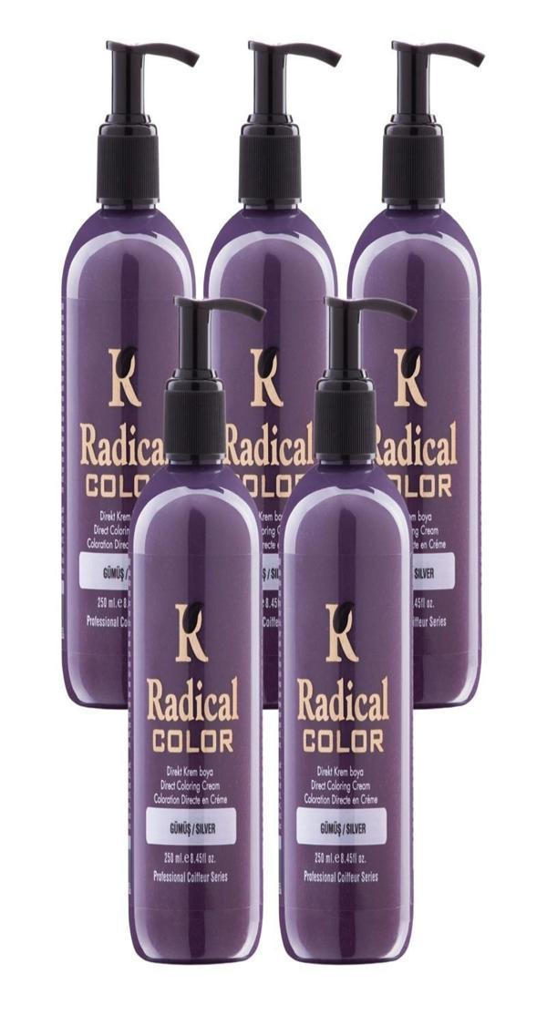Radical Color NEW 25/Silver Amonyaksız Su Bazlı Saç Boyası 250 ML 5 Adet Gümüş - Image 1