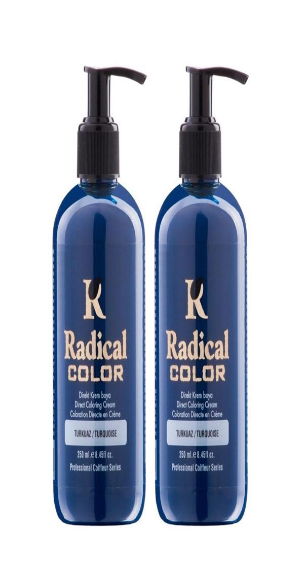 Radical Color NEW 25/Turquoise Amonyaksız Su Bazlı Saç Boyası 250 ML 2 Adet Turkuaz - Image 1
