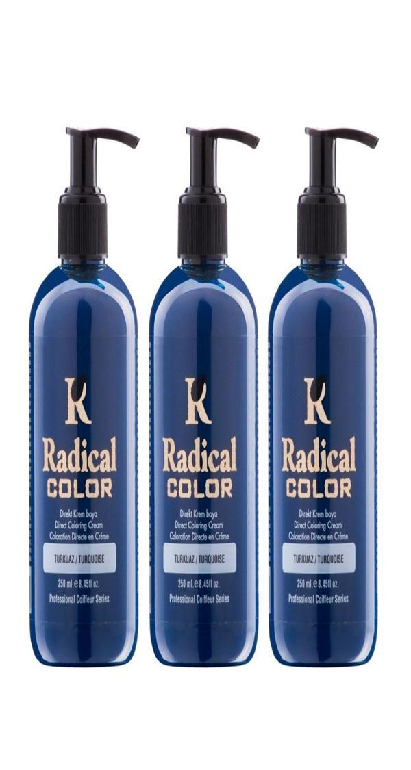 Radical Color NEW 25/Turquoise Amonyaksız Su Bazlı Saç Boyası 250 ML 3 Adet Turkuaz - Image 1