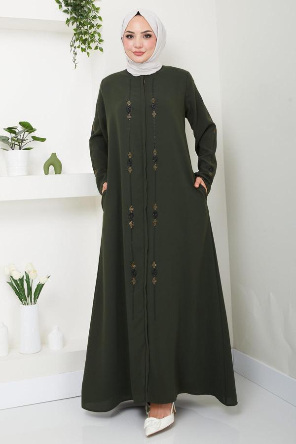 Simge Taşlı Ferace Haki HM2480 - Image 1