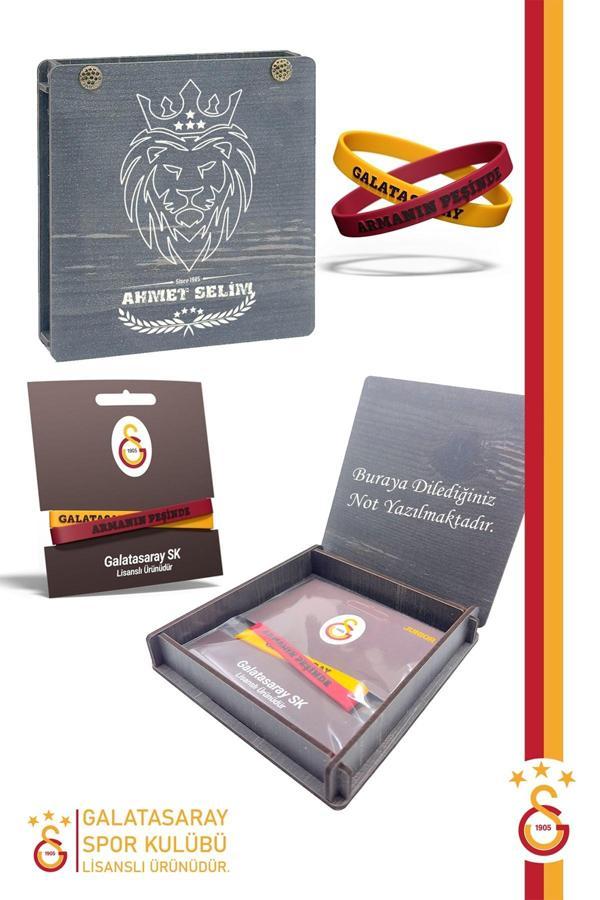 Galatasaray Orijinal Lisanslı Armanın Peşinde 2'li Bileklik Kişiye Özel Ahşap Kutulu - Image 1