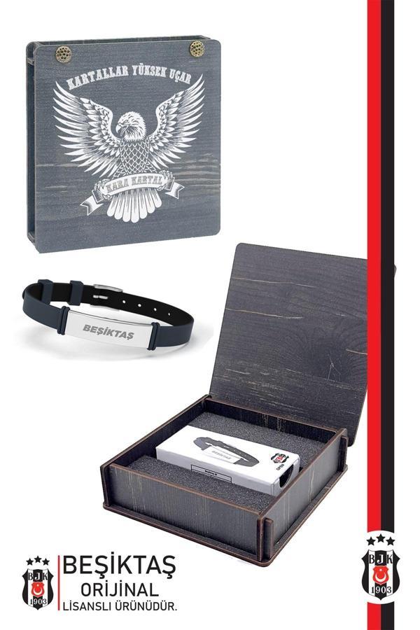 Beşiktaş Orijinal Lisanslı Fashion Ayarlanabilir Bileklik Hediyelik Ahşap Kutulu - Image 1