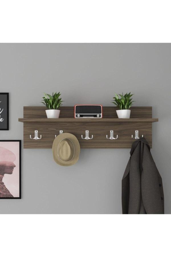 Vivonty Askılık Kapı Arkası Hol Koridor Mutfak Banyo Havlu Askılığı Elbise Askılık Oda Askılık Modern Ceviz - Image 1