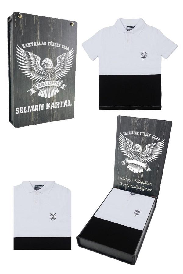 Beşiktaş Orijinal Polo Yaka Çocuk T-shirt Kişiye Özel Hediyelik Ahşap Kutulu - Image 1