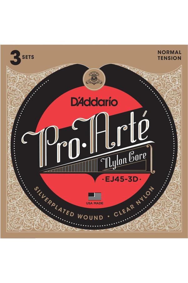 Ej45-3d 3'lü Paket, Klasik Gitar Tel Seti, Pro-arte, Sılve D'addario Ej45-3d Pro-arte Nylon - Image 1