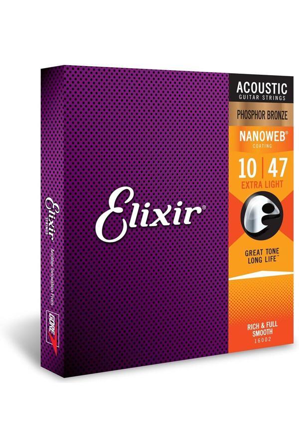 Elixir 16002 Nanoweb Akustik Gitar Teli (10-47) - Image 1