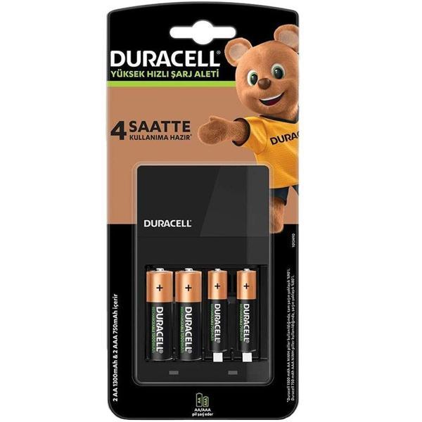 DURACELL CEF-14 HIZLI PİL ŞARJ CİHAZI (PİLLİ)(AA- AAA)(2 ADET X750 MA AAA + 2 ADET X1300 MA AA PİL) (2818) - Image 1
