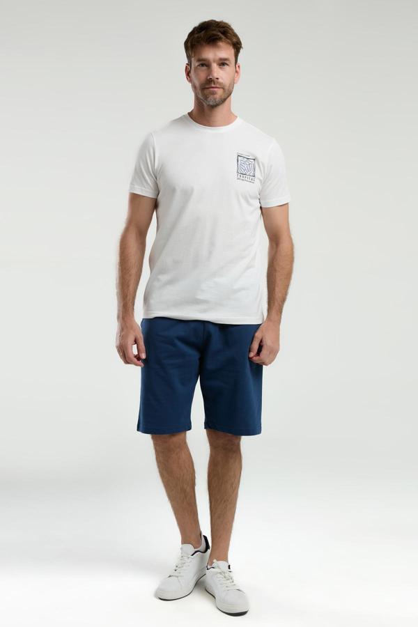 Arnetta 3304 Erkek Beyaz Kısa Kollu Şortlu Bermuda Pijama Takım - Image 1