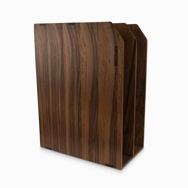 Woodsaka Reka İki Bölümlü Dosya Rafı & Kırtasiye Dolabı - Yatay ve Dikey Kullanım - Ceviz Ağacından - 20.8 cm x 16.8 cm x 14.2 cm - Image 1