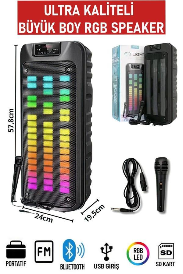 ULTRA BÜYÜK ÇİFT HOPARLÖR IŞIKLI MİKROFONLU FANTASTİK WİRELESS BLUETOOTH SPEAKER SES TOPU - Image 1