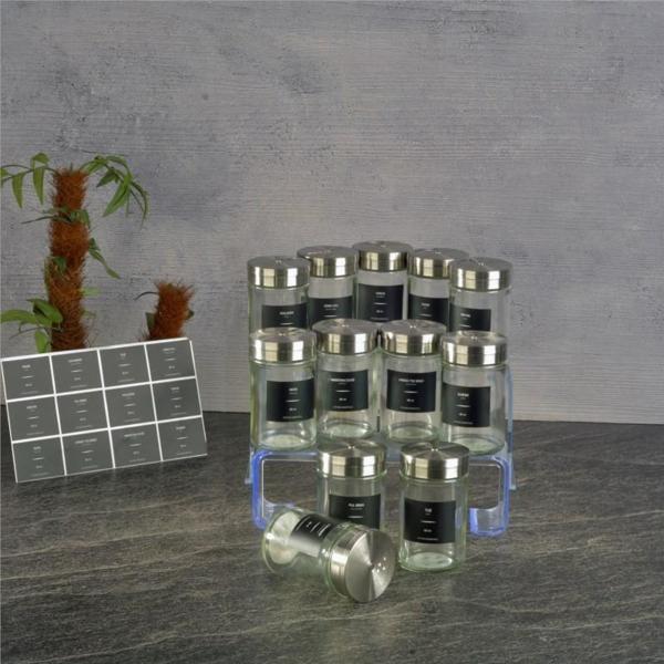 cam baharatlık seti - 12 li tuzluk biberlik baharatlık seti 80 ml. - Image 1