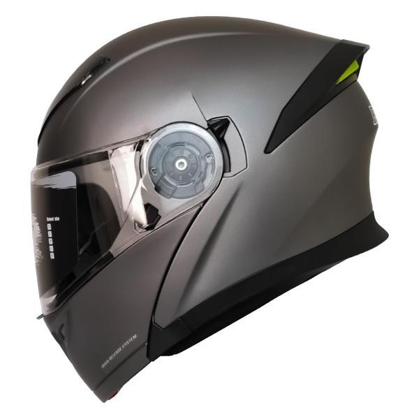 Motosiklet Çene Açılır Kask Ece 22.06 Sertifika Güneş Vizörü Motor Kaskı Mat Titanium - Image 1