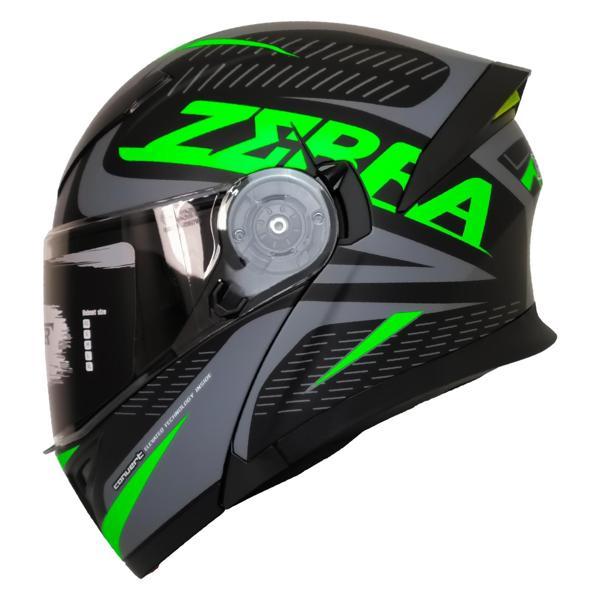 Motosiklet Çene Açılır Kask Ece 22.06 Sertifika Güneş Vizörü Motor Kaskı Zebra Neon - Image 1