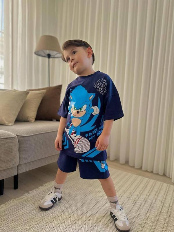 ERKEK ÇOCUK SONİC MODELLİ PAMUK ŞORTLU TAKIM - Image 1
