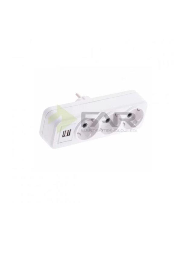 (F08) 2 USB'Lİ 3'LÜ FİŞ PRİZ GOLYAT - Image 1