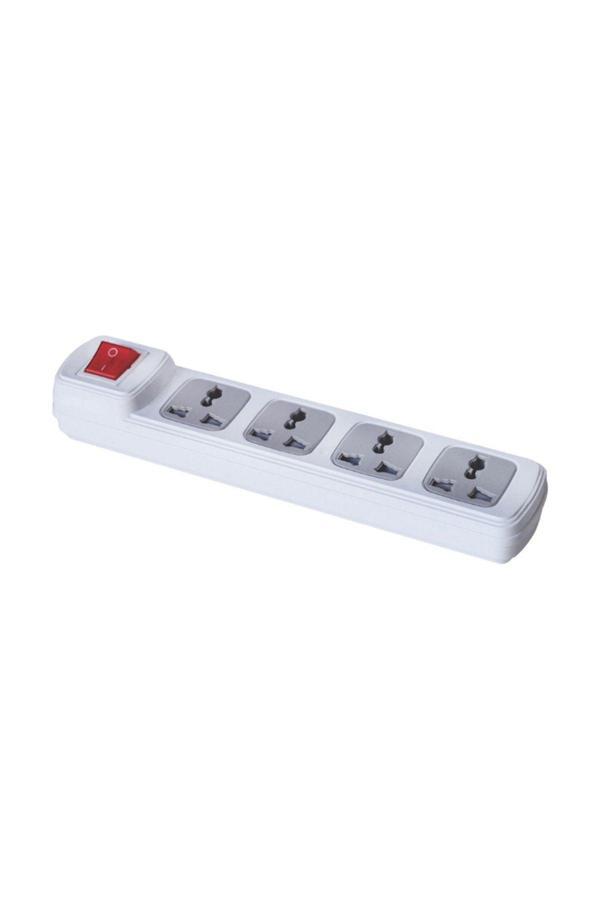 F194C 4'lü Anahtarlı Universal Grup Priz 5 Metre Uzun Kablolu Anahtarlı Priz - Image 1