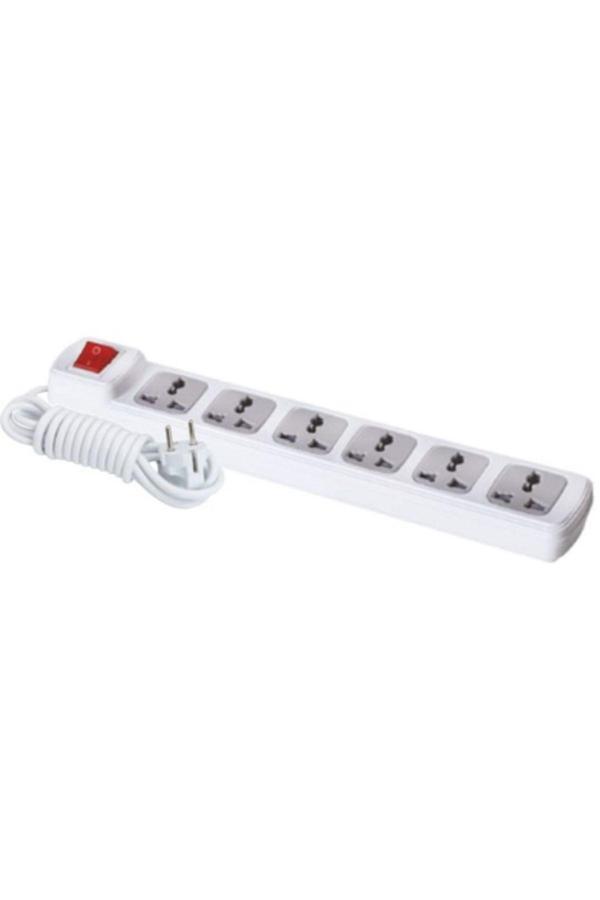 F307A 6'lı Anahtarlı Universal Grup Priz 2 Metre Anahtarlı Kısa Kablo Prizi - Image 1