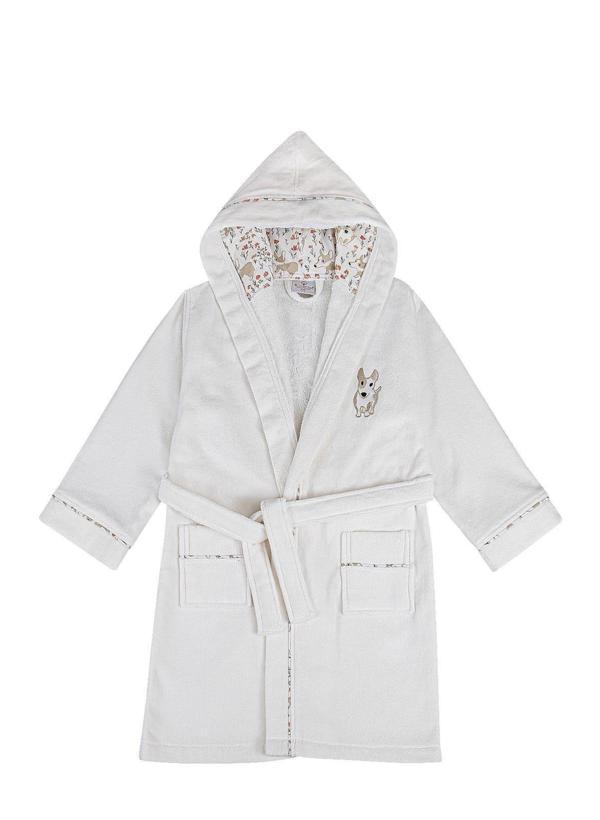 Ecocotton Dagi Erkek Çocuk Bornoz %100 Organik Pamuk Nakışlı Ekru 3-4 Yaş - Image 1