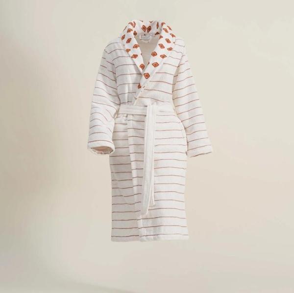 Ecocotton İmre Kadın Bornoz %100 Organik Pamuk Jakarlı Kiremit S - Image 1