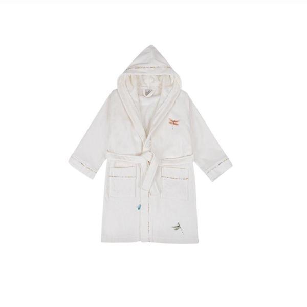 Ecocotton Nina Kız Çocuk Bornoz %100 Organik Pamuk Nakışlı Krem / Pembe 3-4 Yaş - Image 1