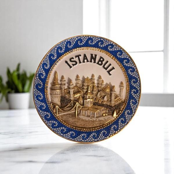 İstanbul Seramik Tabak Duvar Masa Süsü Dekor 18 CM Mavi - Image 1