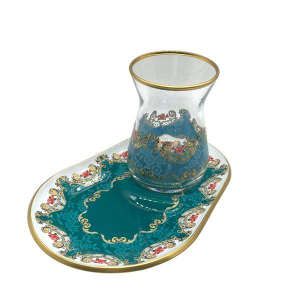 Desenli 2 Kişilik Sunum Çay Seti Turkuaz - Image 1