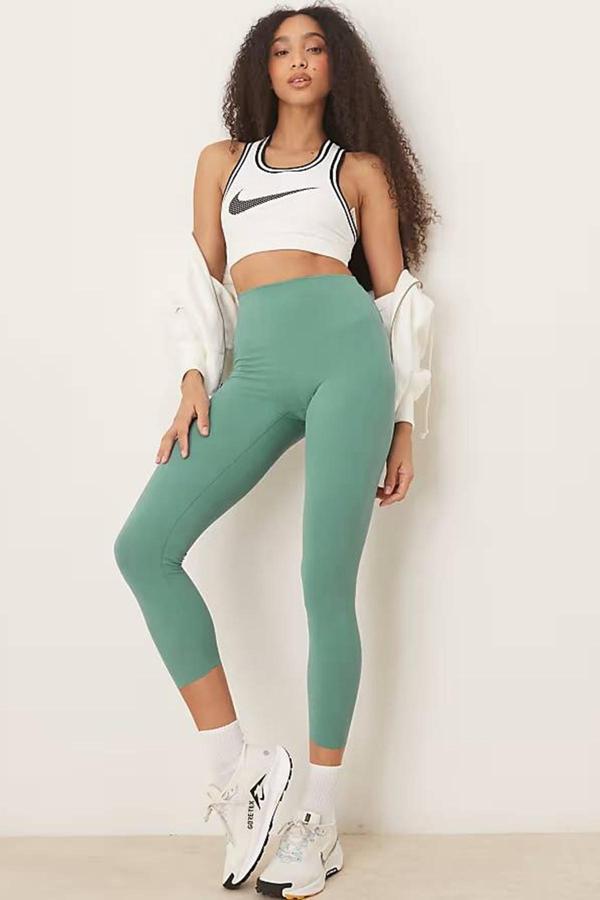 Nike Dri Fit Zenvy Gentle Support High Waisted 7/8 Leggings Kadın Yüksek Bel İç Cepli Spor Tayt Yeşil - Image 1