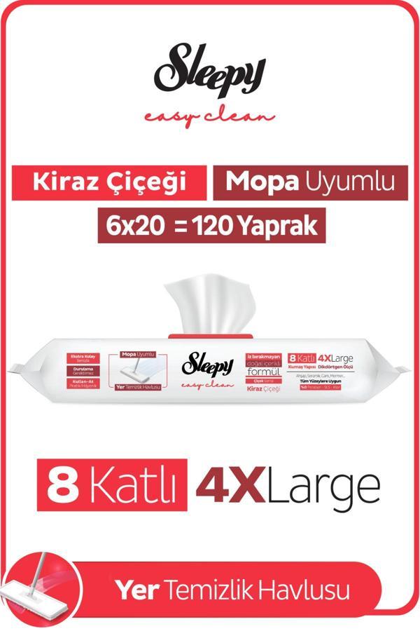 Sleepy Easy Clean Kiraz Çiçeği Mopa Uyumlu Yer Temizlik Havlusu&Mendili 6x20 (120 Yaprak) - Image 1