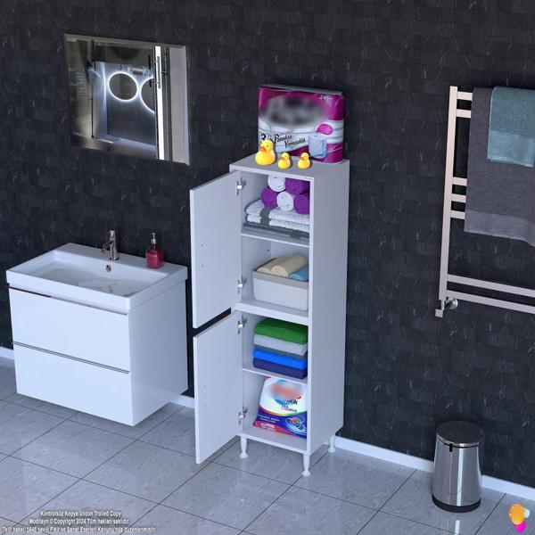Modilayn OHBE 35x138x32,5 cm Ekstra Düzen İçin Kullanışlı 4 Kapak 4 Bölmeli Banyo Mutfak Dolabı - Image 1