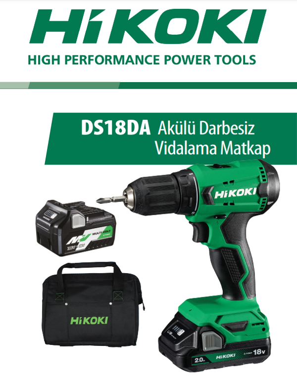Hikoki DS18DA 18 V 5.0 Ah Akülü Darbesiz Vidalama Matkap - Image 1