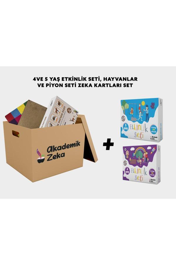 Akademik Zeka 4 Ve 5 Yaş Etkinlik Seti,  Renk Ve Sayı Öğrenme Piyon Seti Ve Hayvanlar Zeka Kartı - Akademik Zeka - Image 1