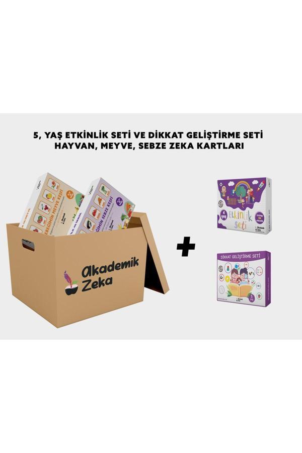Akademik Zeka 4 Yaş Etkinlik Seti, Dikkat Geliştirme Seti, Meyveler, Sebzeler Zeka Kartları - Akademik Zeka - Image 1